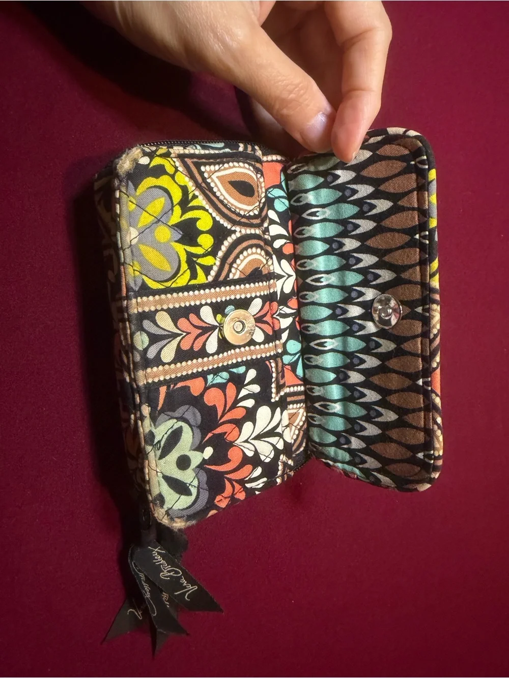 Nicole Miller Floral Quilted Zip Wallet - Black Multi